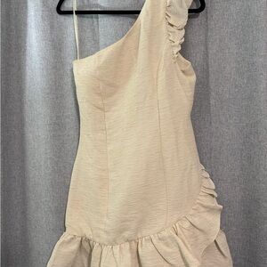 Elegant Cream One-Shoulder Dress